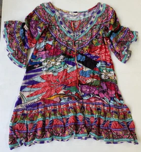 The Swank Resort Boho Gypsy Top Kaftan with Crystals & Rhinestones Size 0 (Au 6) - Picture 1 of 12