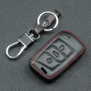 Black Car Leather Key Case Cover For Volkswagen VW Golf 7 MK7 Skoda Octavia A7 - Picture 1 of 4
