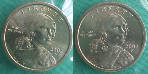 2002 P and D Sacagawea Dollar BU 2 Coins Cellos US Mint Set Native American UNC Cover