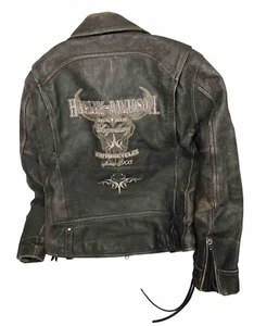 Harley Davidson Herren Distressed Leder bestickt HD Jacke Größe L schwer - Bild 1 von 20