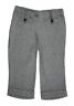 8-12 New Ladies Black Grey Herring Stripe Long Shorts Turn up 3/4 Trouser Capris