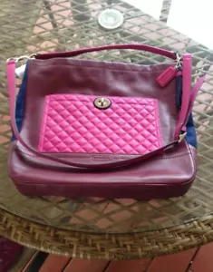 Bolso de Hombro Hobo Coach Acolchado Borgoña Azul Marino Rosa Colorblock Nuevo con Etiquetas - Imagen 1 de 5