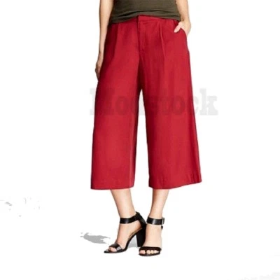 Pantalones cortos capri de pierna ancha Merona granate culottes para mujer nuevos sin etiquetas C191 Foto 1 de 2