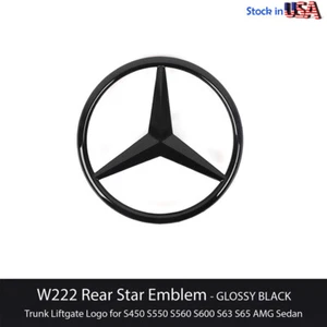 Mercedes Benz Rear Boot Trunk Star Badge S Class W222 Black Emblem 2014-20 - Picture 1 of 5