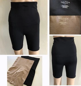 New NAUTICA Intimates 2PK High Waist Thigh Slimmers Shapers Sz L Black/Nude NWOT - Picture 1 of 16