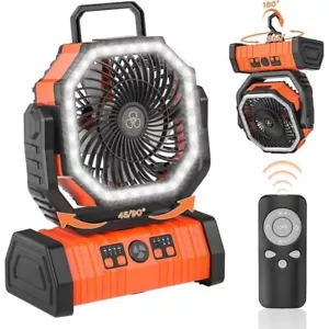 20000mAh Portable Rechargeable Camping Fan- USB Battery Powered Tent Fan w/LED - Picture 1 of 14