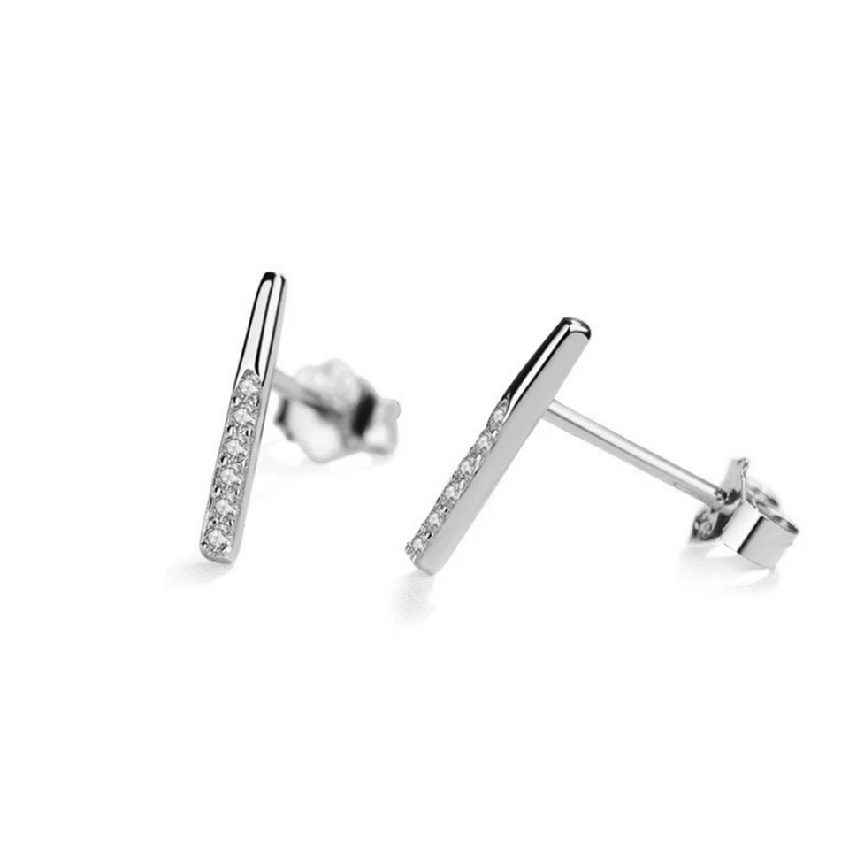 Orecchini A Perno A Barra Punta Mini In Argento Sterling Con CZ Paved - Immagine 1 di 4