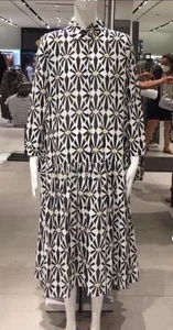 NWD ZARA WOMAN BLACK PRINTED MIDI DRESS LOOSE SUMMER SIZE S Y1130F READ* - Picture 1 of 22