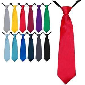 Boys Tie 35 Cm Adjustable Pre-Tied Silk Look Communion Wedding Celebration - Picture 1 of 13