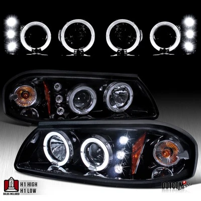 Fit 2000-2005 Chevy Impala Black/Smoke LED Halo Projector Headlights Left+Right - Изображение 1 из 4