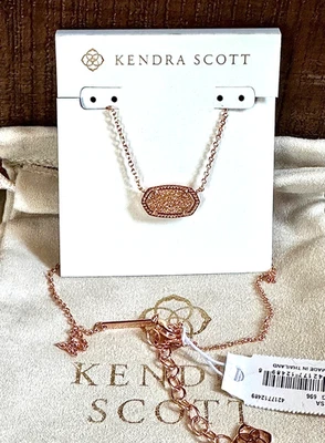 NUEVO Collar Kendra Scott Elisa Chapado en Oro Rosa 14K en Oro Rosa Drusy, Nuevo con Etiquetas Foto 1 de 4