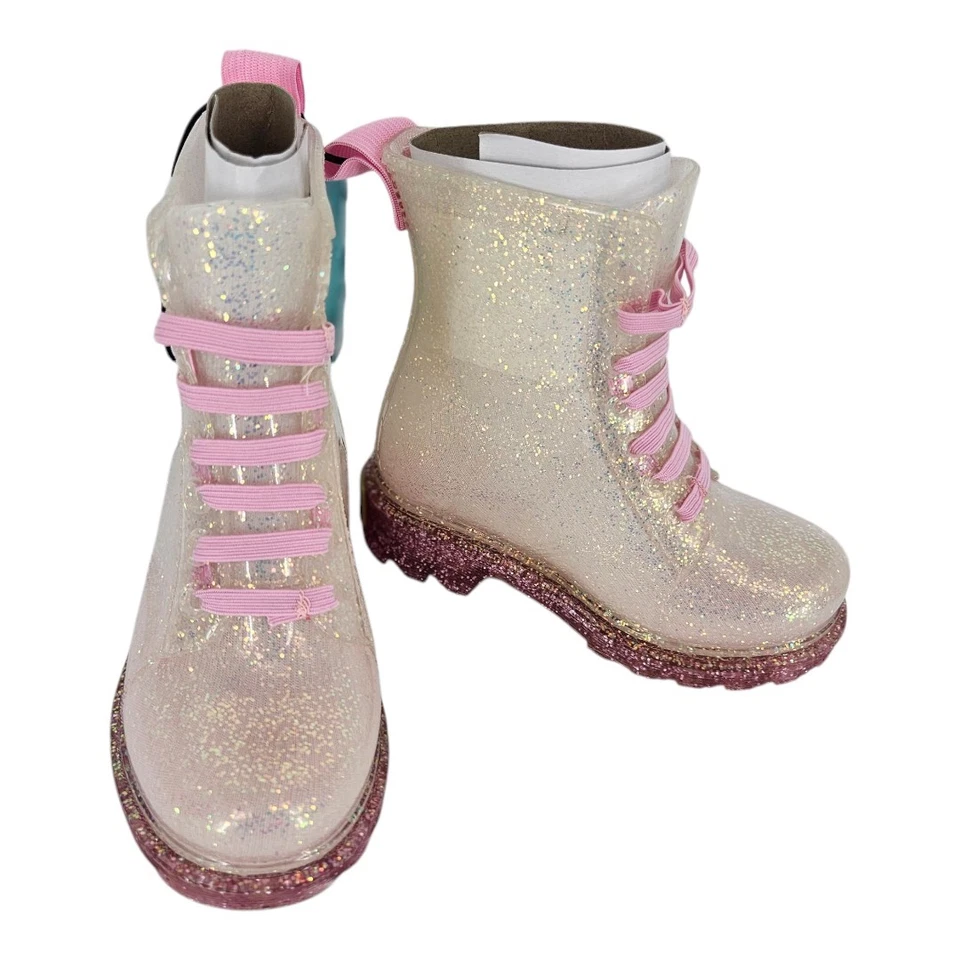 Western Chief Rosa Iluminado Brillo Impermeable Botas de Lluvia Niñas Talla 6 NUEVAS Foto 1 de 1