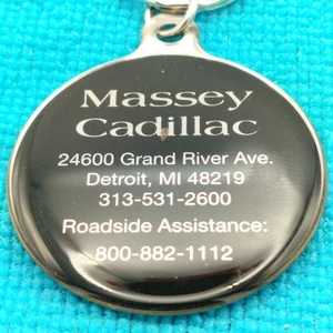 Massey Cadillac Keyring Keychain Fob Black VTG Cadillac Crest Detroit Michigan - Picture 1 of 6
