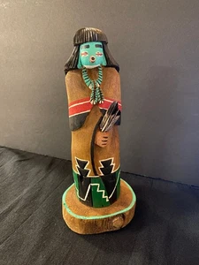2005 Hopi Katsina Kachina Doll Ho'ote Ahote Native American "Turquoise Lady" - Picture 1 of 8