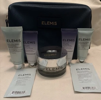 Elemis Pro коллаген дорожная сумка набор, ночной крем, лицо, очищающее средство, крем, сыворотка - Изображение 1 из 4