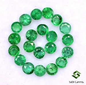 2 mm Natural Emerald Round Cut Lot 21 Pcs 0.83 Cts Untreated Loose Gemstones - Picture 1 of 5