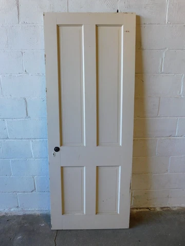 1800's Antique INTERIOR DOOR Four Raised Panels VICTORIAN Style Fir ORNATE Cover