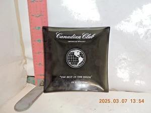 Canadian Club Imported Whiskey Glass Ashtray Vintage bent glass tray Bar Piece - Picture 1 of 1