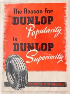 Wartime DUNLOP Motor Vehicle Tyres Tires Advert : Original 1940 WW2 Print - Picture 1 of 1