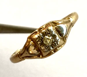 Antiker 10K Gelbgold 0,05ct alter Schliff natürlicher Diamant Damenring Größe 8,25 - Bild 1 von 12