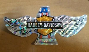 HARLEY DAVIDSON WINGS PRISM STICKER VINTAGE 1970's MOTORCYCLE CHOPPER DECAL 2x4" - Picture 1 of 2