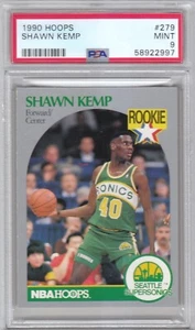 1990 Hoops Basketball Supersonics Shawn Kemp Rookie RC Card #279 PSA 9 MINT QTY - Picture 1 of 2