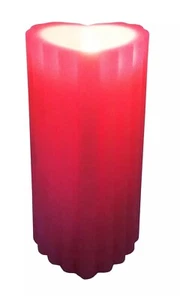 Valentine’s Day Pink Heart Flameless LED 6” Pillar Candle - Celebrate - New - Picture 1 of 4