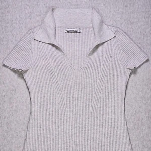 Abercrombie Fitch mini abito donna PICCOLO grigio body a costine manica corta Y2K - Foto 1 di 7