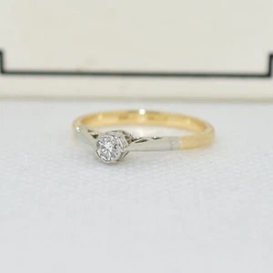 18ct Solid Yellow Gold Platinum Stamped 18CT Natural Diamond 0.15ct Ring Vintage - Picture 1 of 6