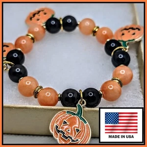 Halloween Kürbis Perlen Armband - Bild 1 von 4