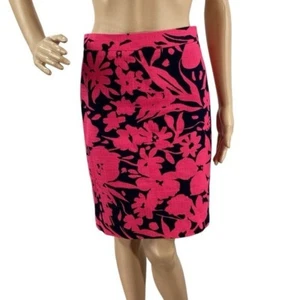 J.Crew Factory Women’s 00 Basketweave Floral Pencil Skirt Pink Navy Cotton Lined - Picture 1 of 7