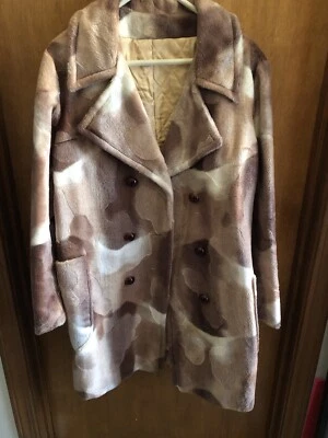 Abrigo de piel sintética vintage años 70 80 abrigo mediano/grande mármol animal marrones Foto 1 de 4