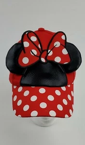 Disney Minnie Mouse Girls Youth w/ Black Ears Polka-Dot Bow Ball Cap Red/White - Picture 1 of 8