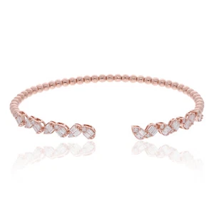 1.00 Karat Kunstdiamanten Grown Cvd Baguette Diamant Armreif Perlen 18k Rosegold - Bild 1 von 9