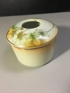 Vintage Porcelain Hair Receiver Hand painted flowers with Gold Gilt.  - Picture 1 of 5