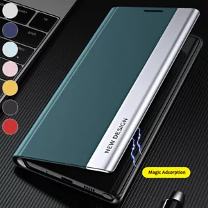 Slim Leather Flip Case Stand Phone Cover for Samsung Galaxy S10+/S9+/S8+/S7 Edge - Picture 1 of 20