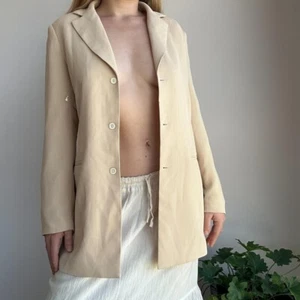 Guava Women's 8 Beige & White Pinstripe Collared Blazer - Picture 1 of 7