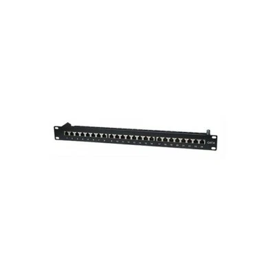 Pannello Patch Panel per Rack 19" Altezza 1HE STP 24 posti RJ45 cat. 6 Nero - Immagine 1 di 2