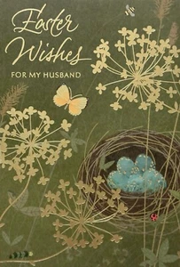 Loving EASTER WISHES Card FOR HUSBAND — Butterflies Bird Nest by Hallmark +✉ - Picture 1 of 5