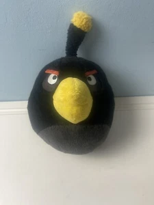 Angry Birds 2010 Rovio Black Bomb Bird Plush 10" Stuffed Animal Toy No Sound - Picture 1 of 11