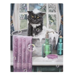 BATH TIME CUTE CAT CANVAS PICTURE ART PRINT LISA PARKER FANTASY BUBBLES WITCHES  - Picture 1 of 2