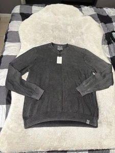 New Lucky Brand Mens Welter Weight Black Gray Washed Crewneck Size XL - Picture 1 of 7