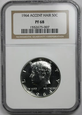 1964 50C NGC PF 68 (Accent Hair) Kennedy Half Dollar  - Image 1 of 4