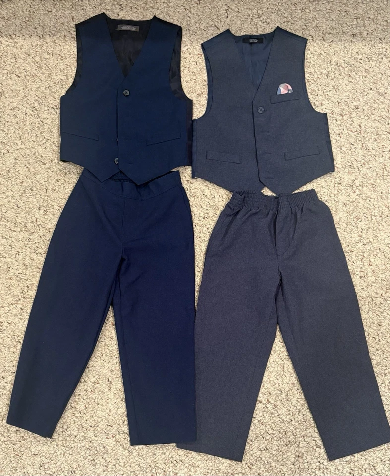 Par de conjuntos de chaleco y pantalón 4T para bebé niño pequeño excelente estado usado 4T Foto 1 de 4