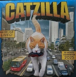 Catzilla 2025 Wall Calendar, 16-Month Humor & Comic Calendar, 12" x 12" - Picture 1 of 1