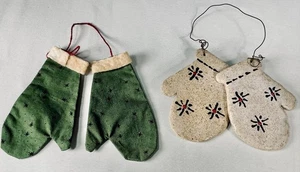 Juego de adornos guantes colgantes Country Primitive arcilla y tela hechos a mano EUVC - Imagen 1 de 6