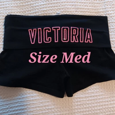 Victoria's Secret Pink VICTORIA Bling Foldover Yoga Shorts Sz M - Image 1 of 4