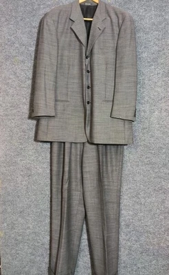 Винтажный мужской костюм Zanetti 2-peice серый, черный супер 100s шерсть размер 58/42 Италия  - Изображение 1 из 4