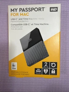 *BNOB* WD My Passport per Mac 2TB disco rigido esterno USB-C macchina del tempo pronto - Foto 1 di 5
