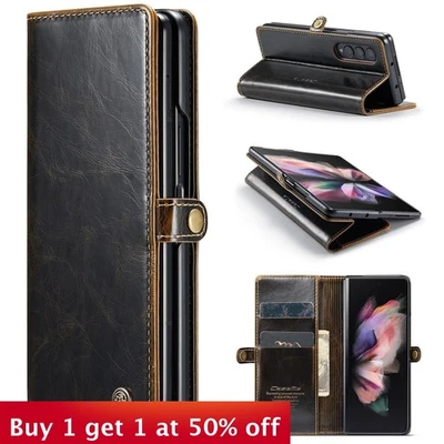 Folding Phone Case Leather Wallet Case For SamsungZ Flip 3/4/5/6 Fold3/4/5/6 5G - Image 1 of 4